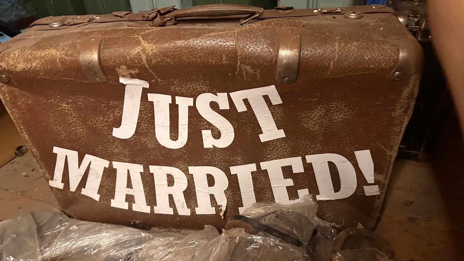 Vintage 'Just Married' rokas soma