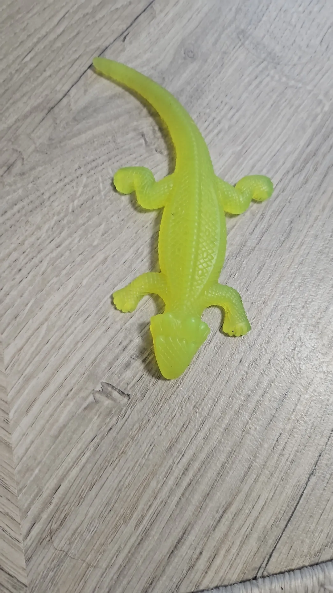 Spilgti zaļā gumijas vardīte un viņa pa nakti spīd!
