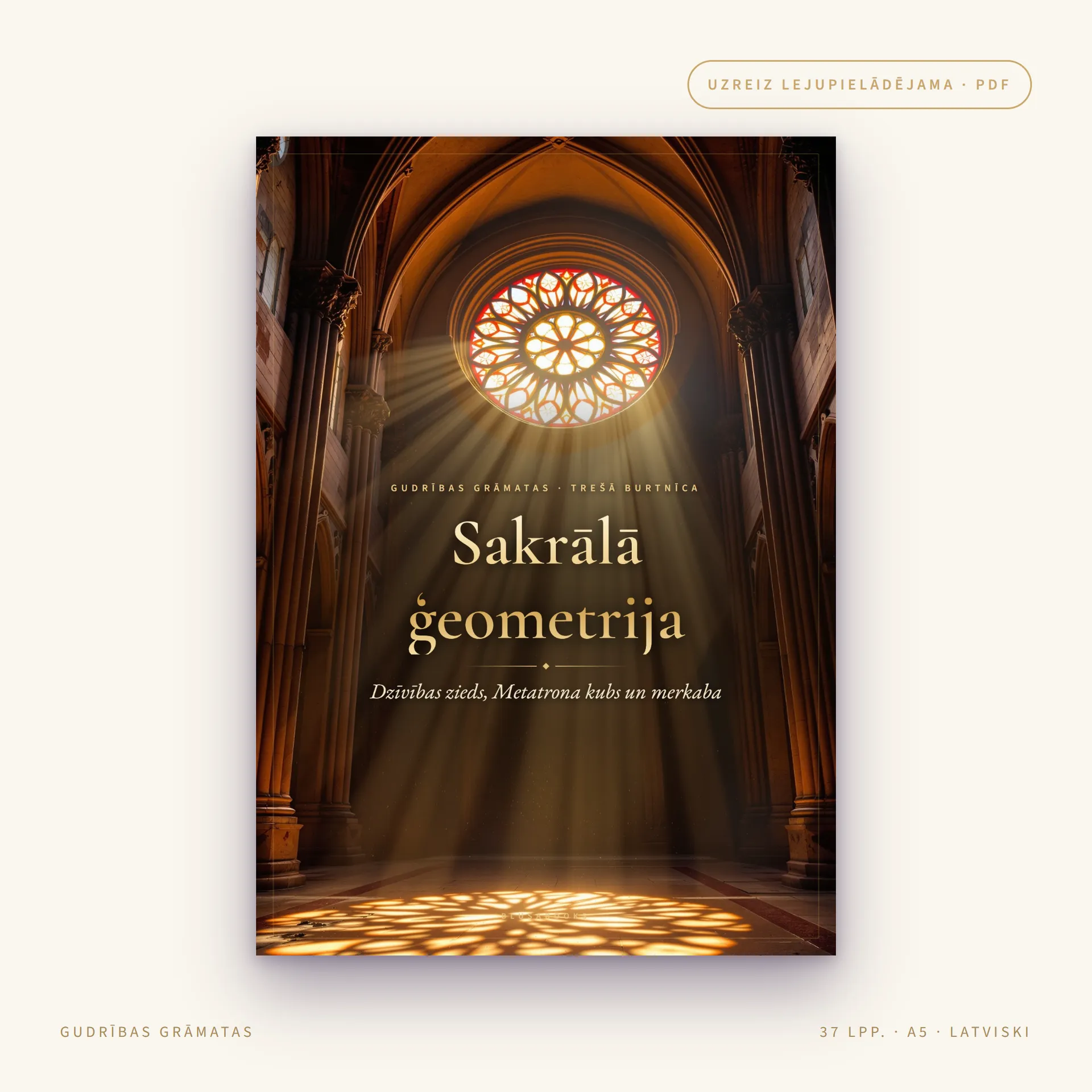 SAKRĀLĀ ĢEOMETRIJA — dzīvības zieds, Metatrona kubs un merkaba latviski, ar 5 izdrukājamām meditācijas zīmēm